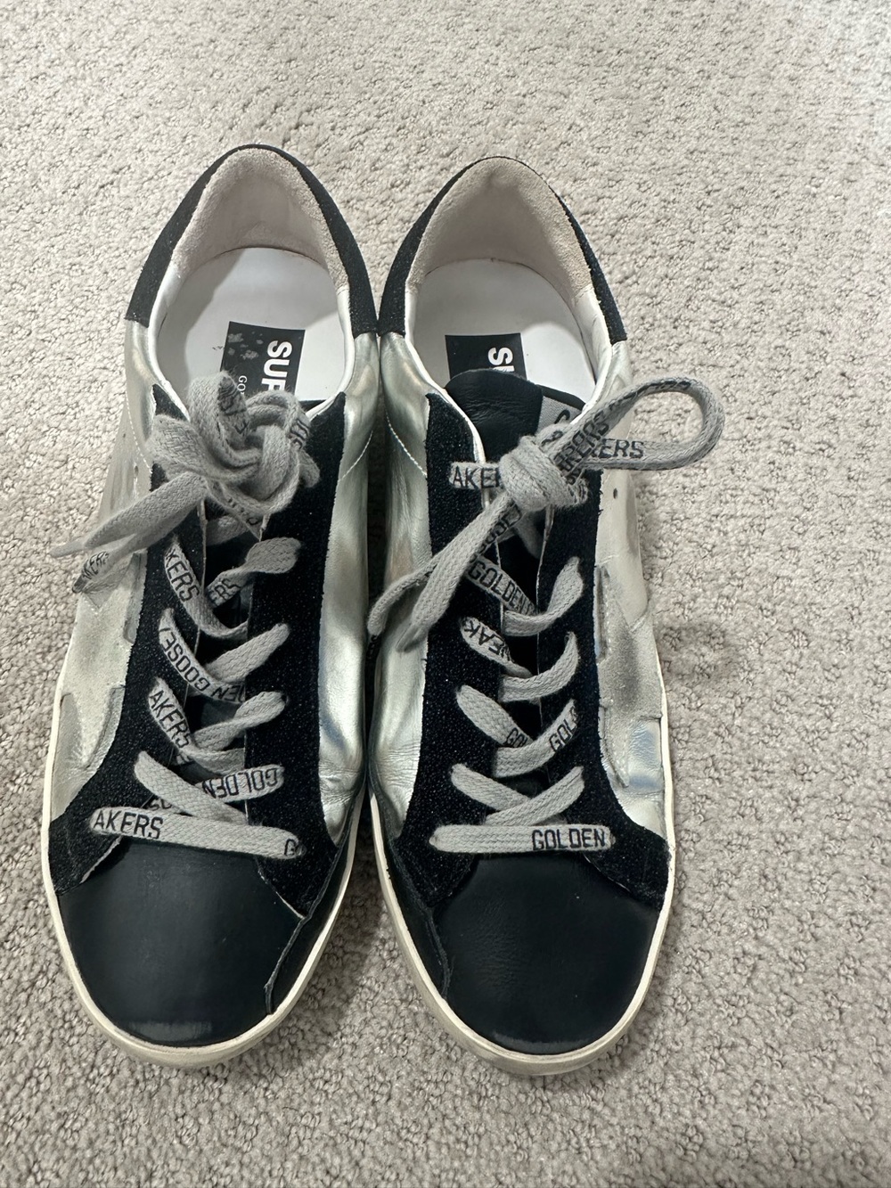 Golden Goose Women’s Black & Silver Lace-Up Sneakers